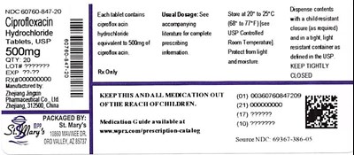 847 (Ciprofloxacin 500mg 20ct 60760 847 20)